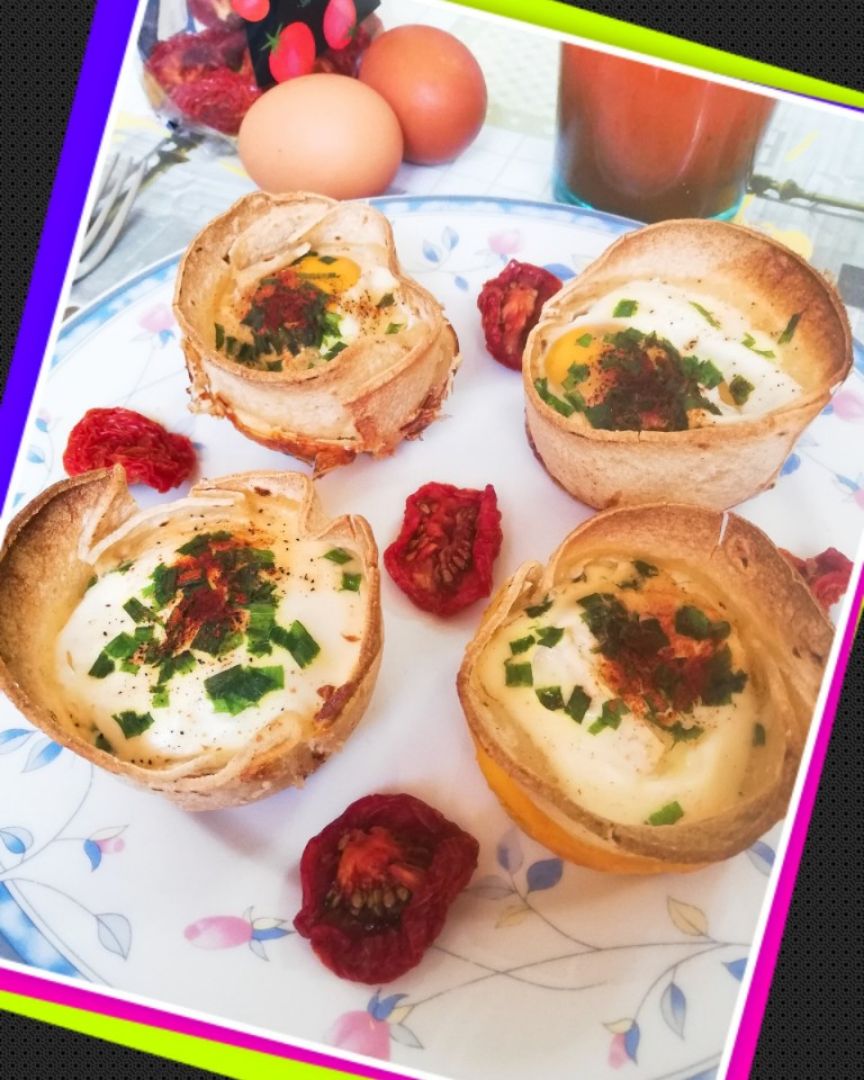 Huevos al nido con cebollino Huevos al nido con cebollino