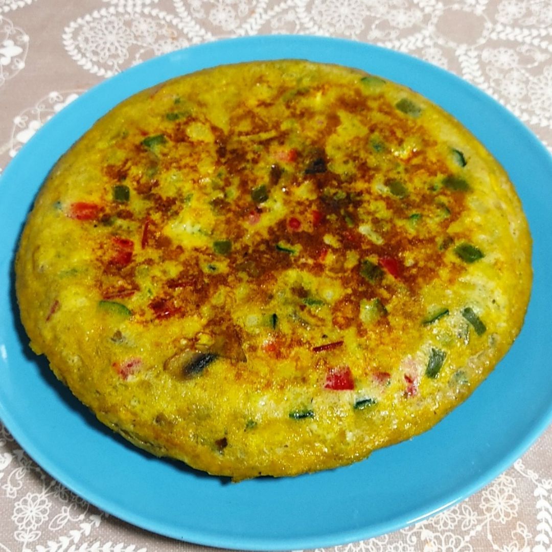 Tortilla de verduras y queso proteico Tortilla de verduras y queso proteico