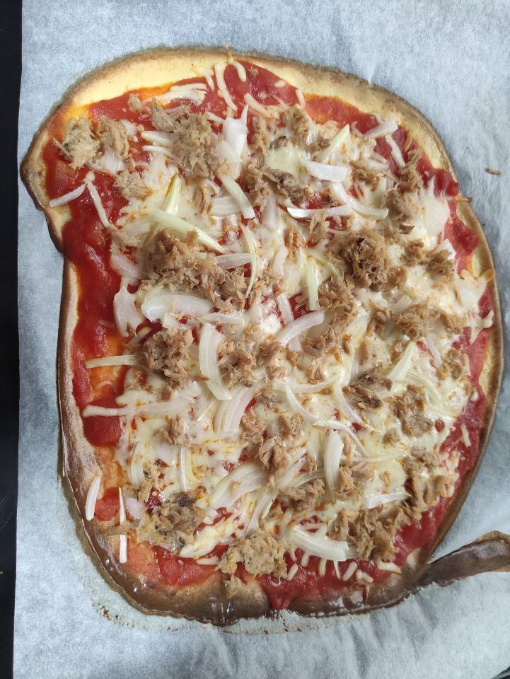 Pizza de queso cottage alta en proteínas 