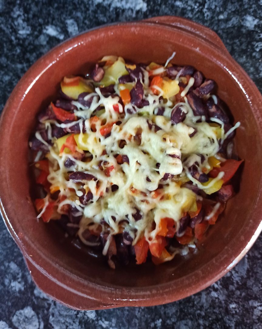 Gratinado de Alubias rojas con verduras 