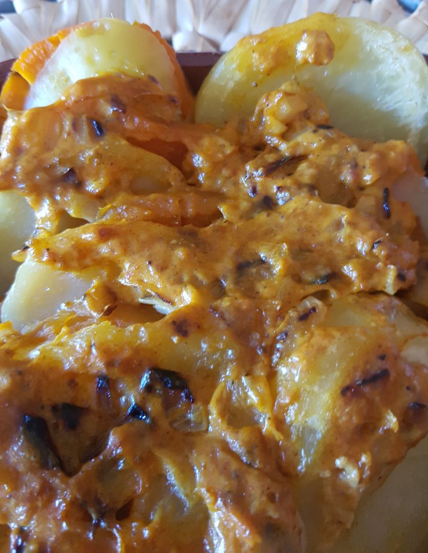Batata y patata al curry Batata y patata al curry