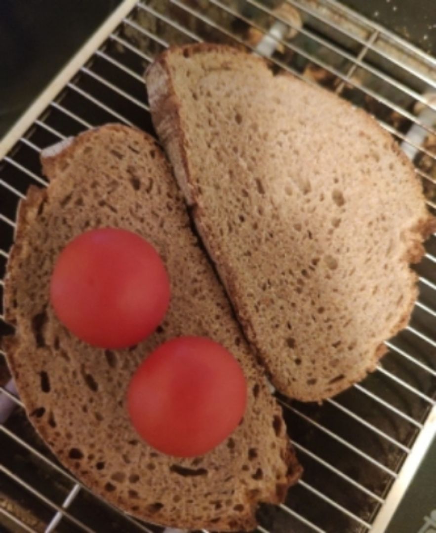 Tostadas con jamón York y tomates cherry Tostadas con jamón York y tomates cherry