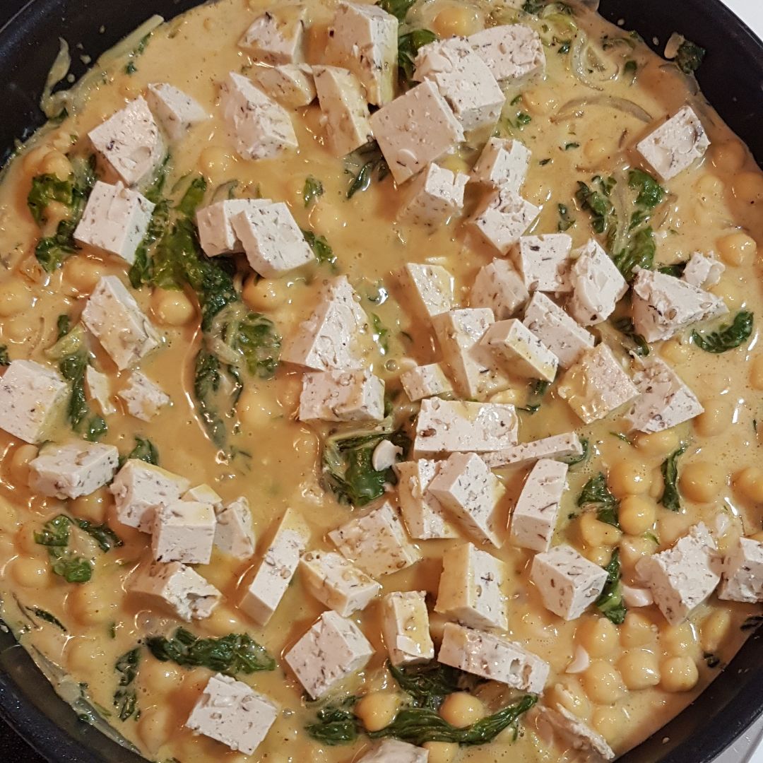 Curry de garbanzos acelgas y tofu  Paso 4