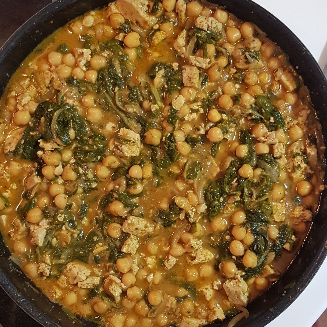 Curry de garbanzos acelgas y tofu  Paso 5