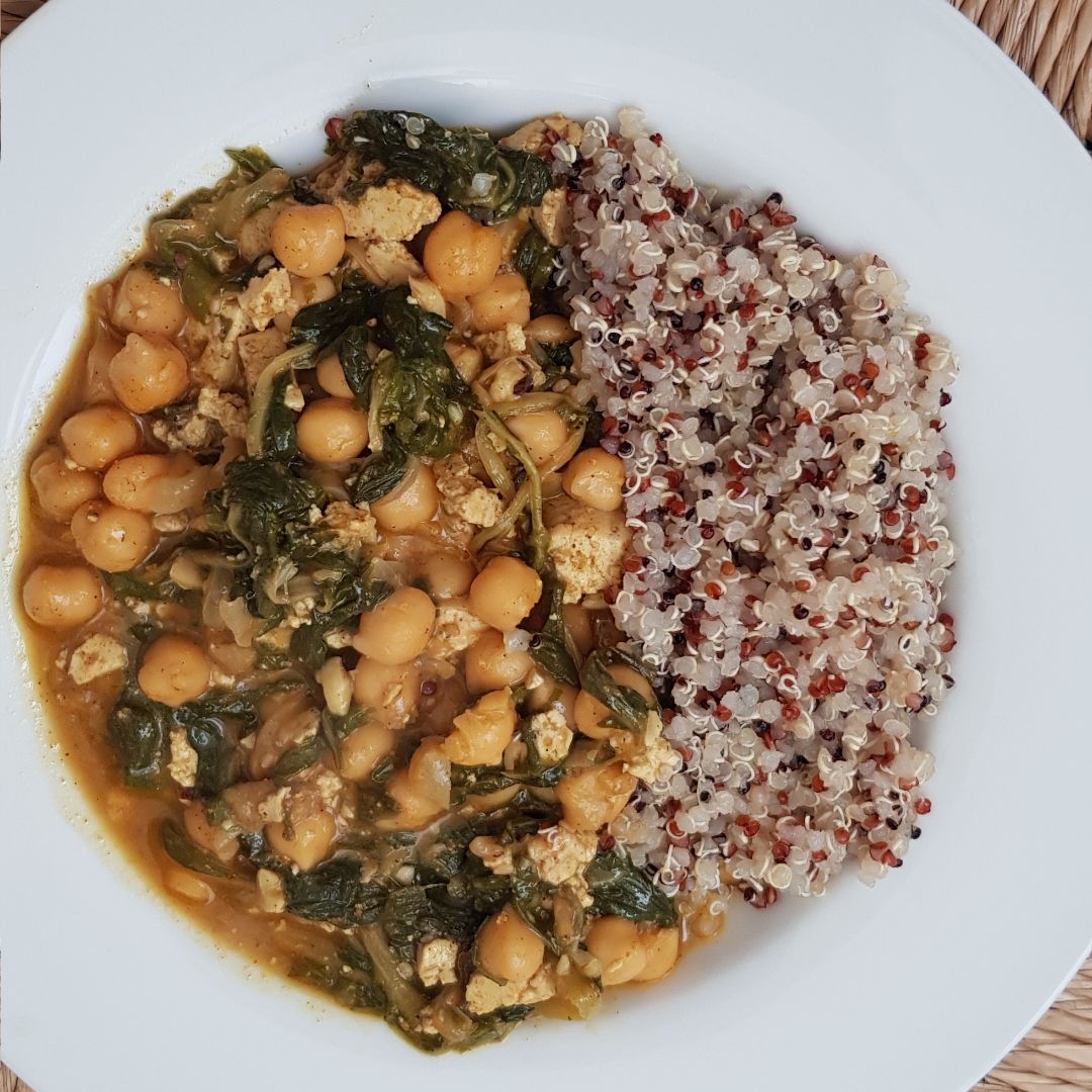 Curry de garbanzos acelgas y tofu  Paso 6