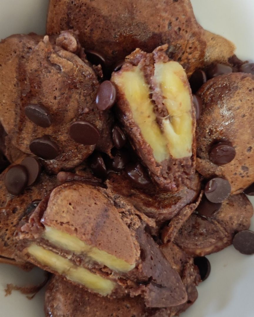 Pancakes rellenos de plátano 🍌 Pancakes rellenos de plátano 🍌
