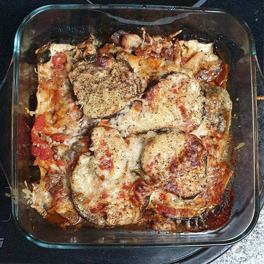Lasaña de pollo, queso y verduras Lasaña de pollo, queso y verduras
