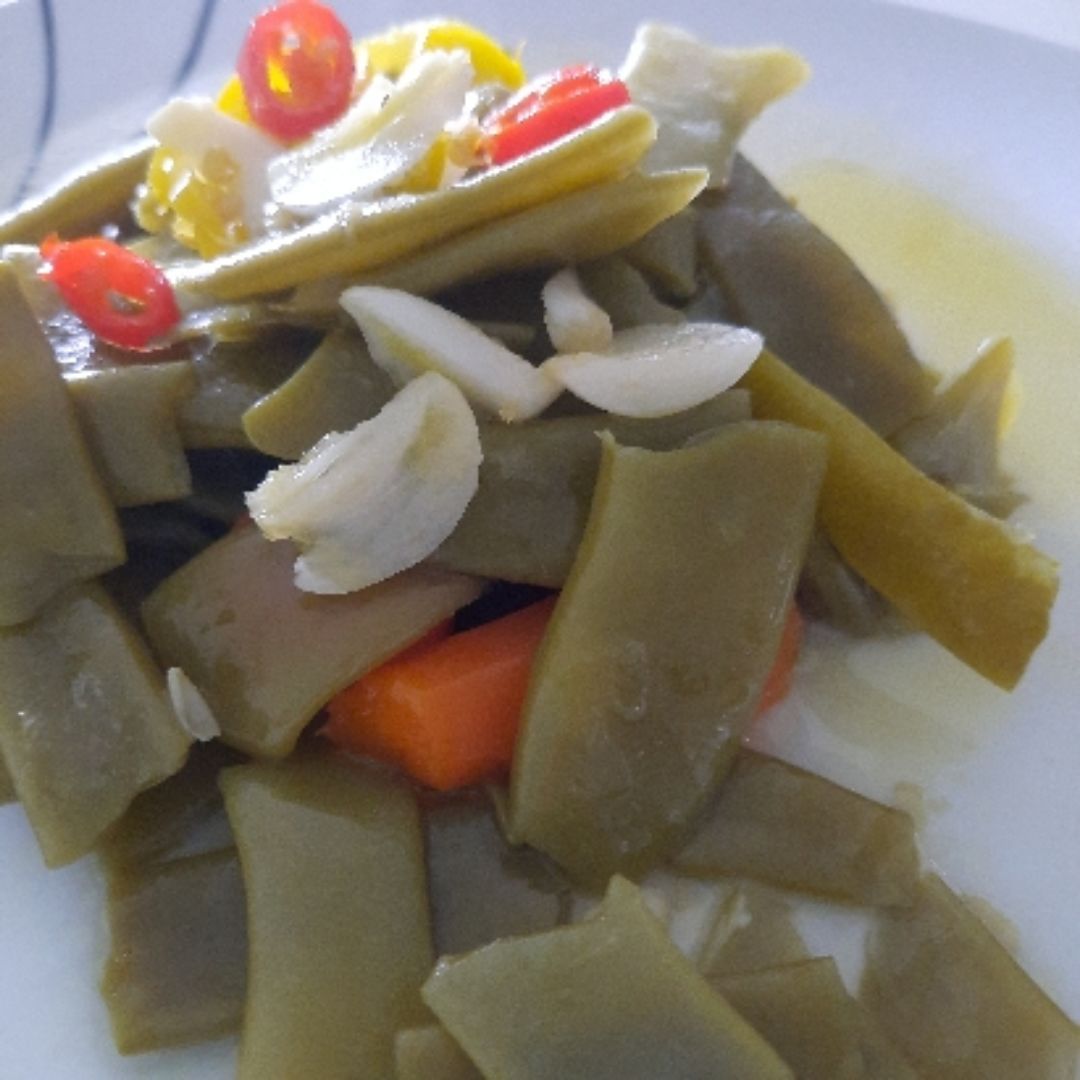 Vainas con pimientos Vainas con pimientos