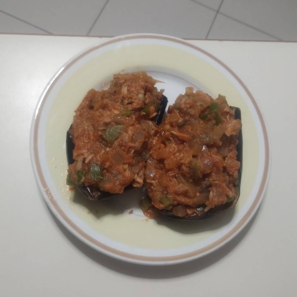 Berenjena rellena freidora aire Berenjena rellena freidora aire