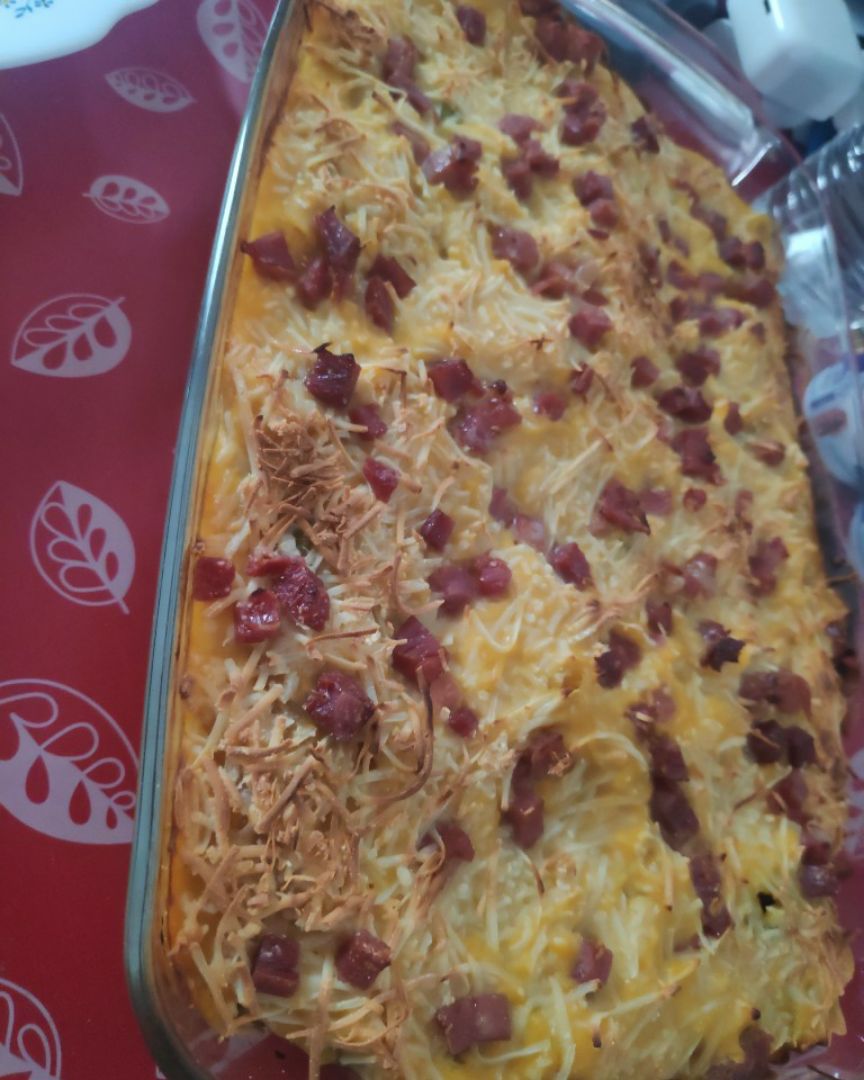 Pasta con Calabaza, jamón y queso gratinado