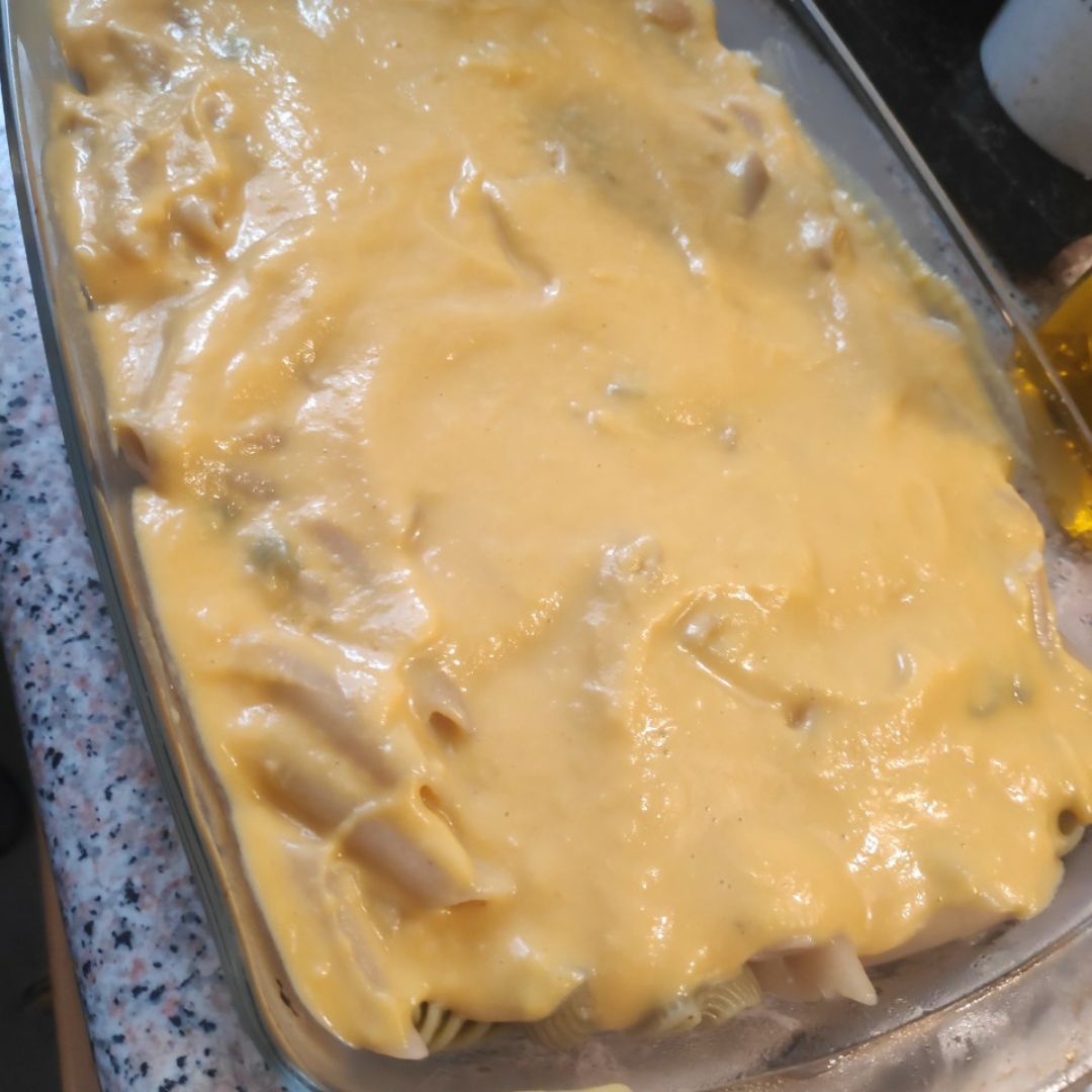 Pasta con Calabaza, jamón y queso gratinado Paso 3 Pasta con Calabaza, jamón y queso gratinado Paso 3