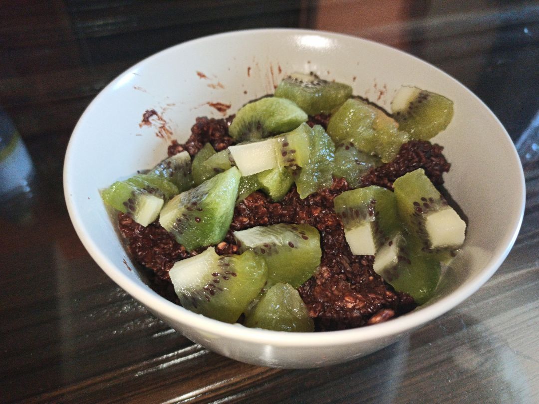 Porridge de chocolate y kiwi Porridge de chocolate y kiwi