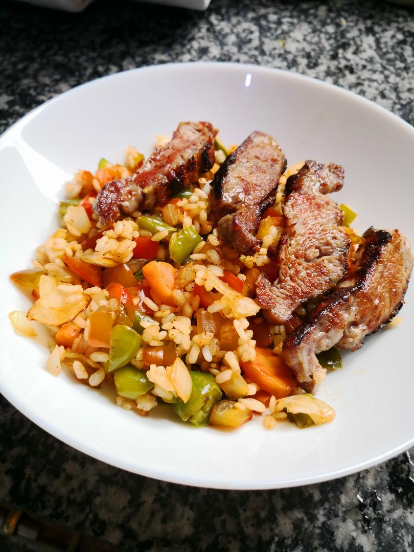 Pluma ibérica y arroz 3 delicias Pluma ibérica y arroz 3 delicias