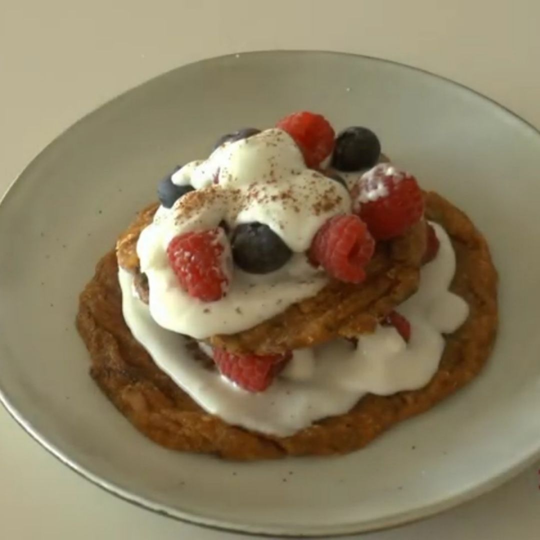 Gofres veganos con boniato y crunchy de avena Gofres veganos con boniato y crunchy de avena