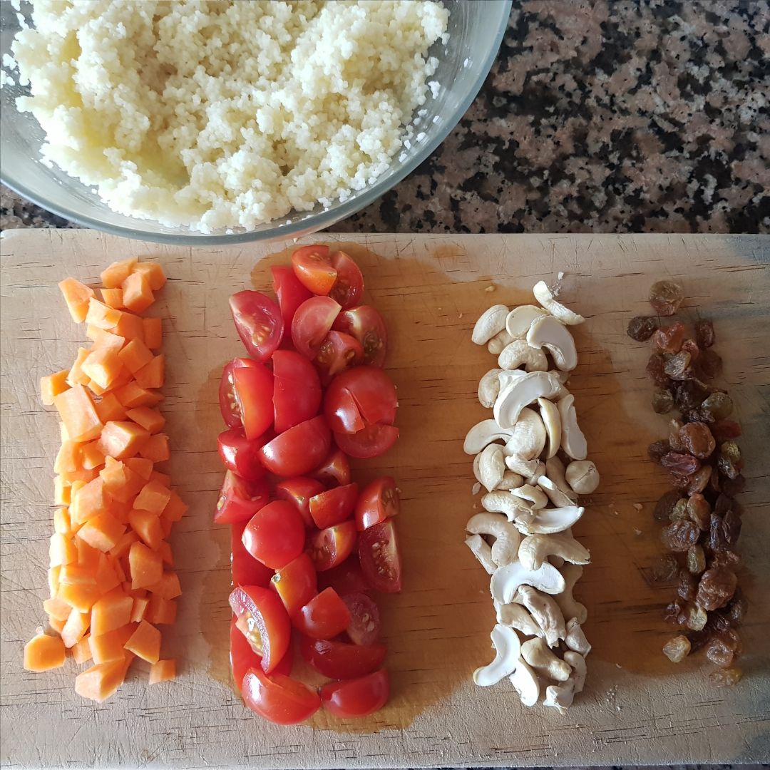 Ensalada de CousCous con ahumados Paso 1 Ensalada de CousCous con ahumados Paso 1