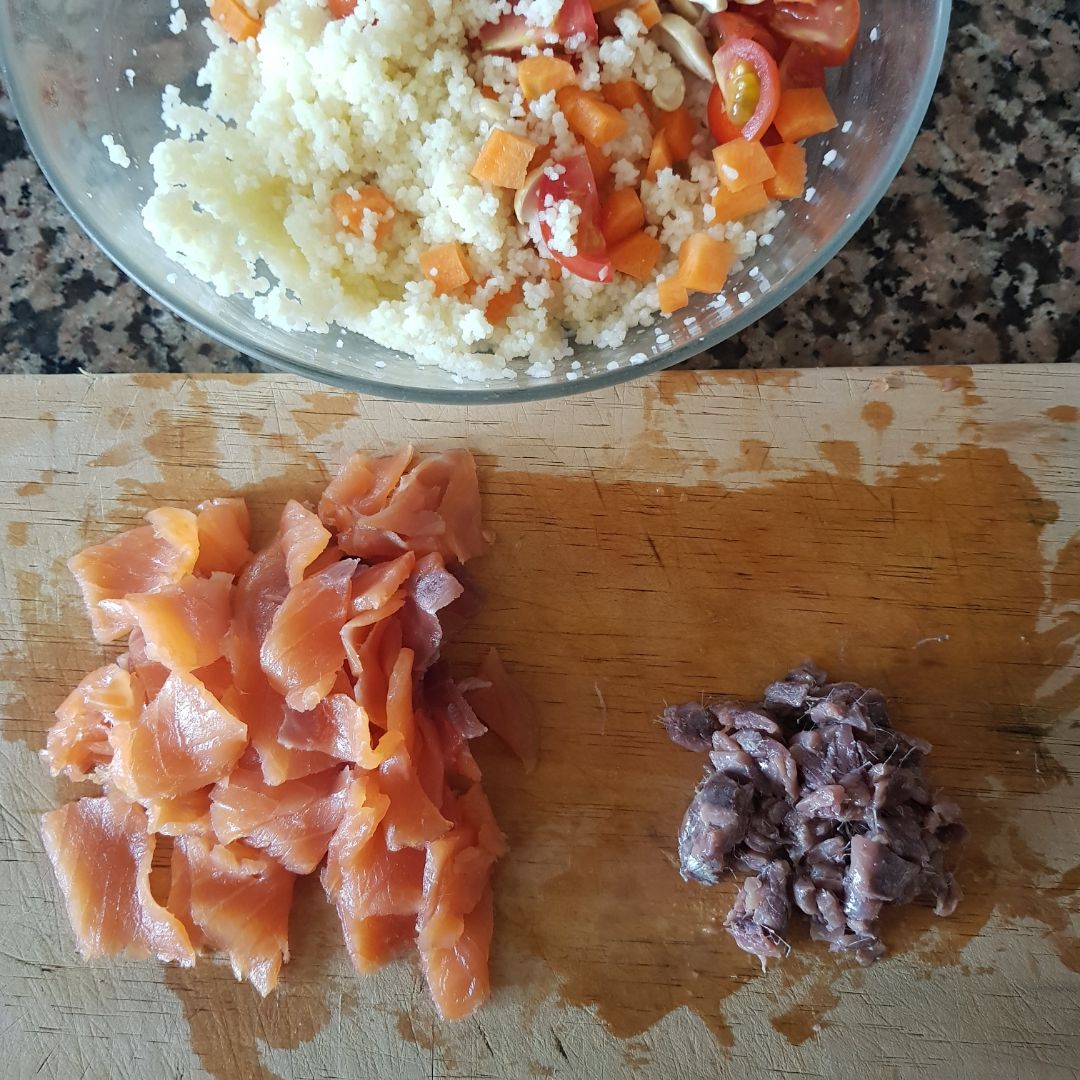 Ensalada de CousCous con ahumados Paso 2 Ensalada de CousCous con ahumados Paso 2