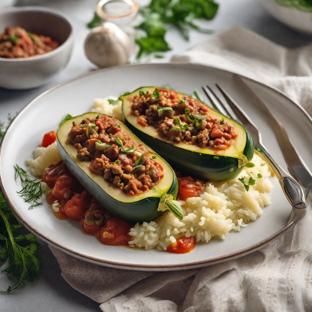 Calabacines rellenos con carne picada y verduras