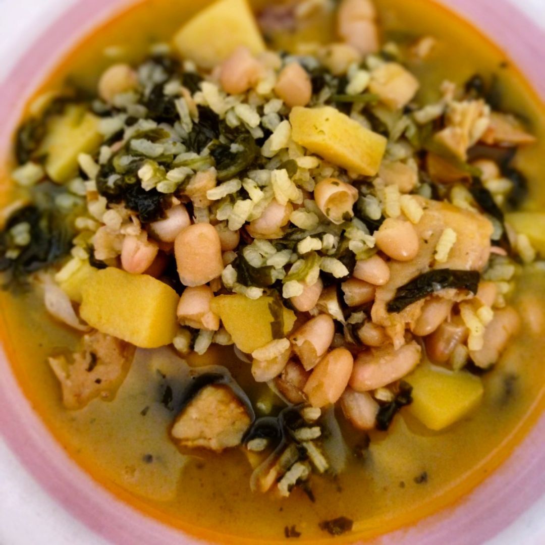 Arroz con espinacas y merluza Arroz con espinacas y merluza