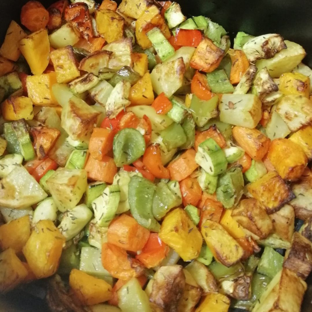Verduras salteadas en airfryer