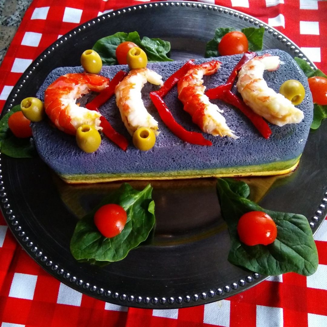 Pastel de verduras tricolor 💜💚💛