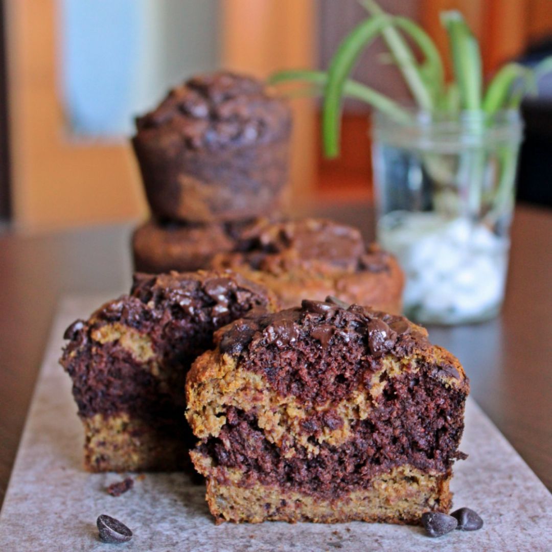 MUFFINS MARMOLADOS DE CALABAZA Y CACAO