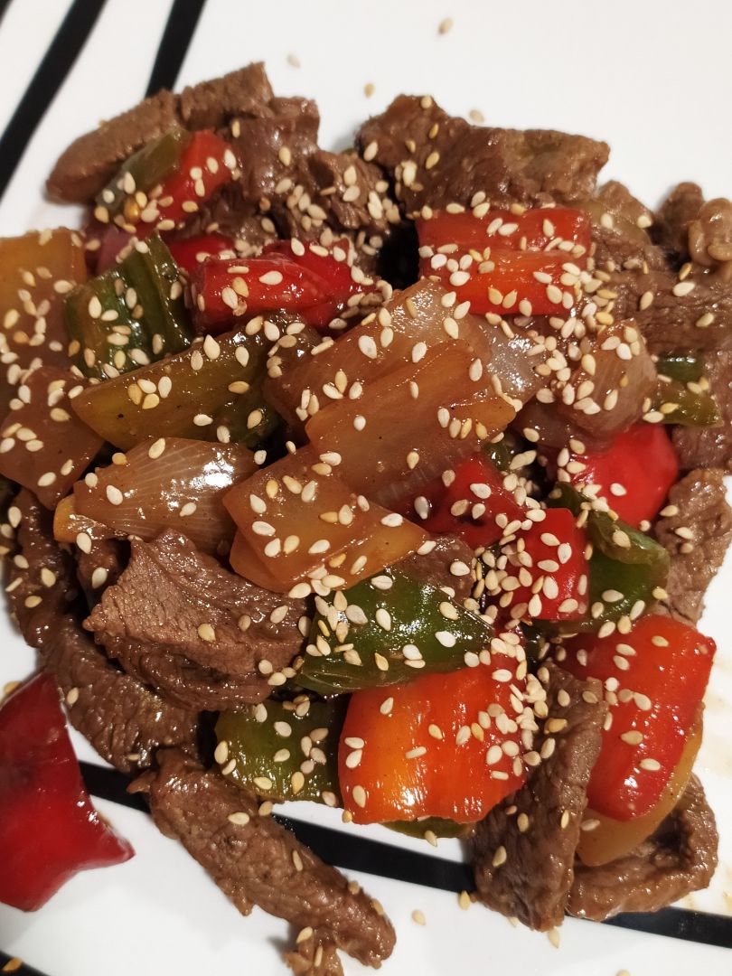 Wok de Ternera con pimientos Wok de Ternera con pimientos