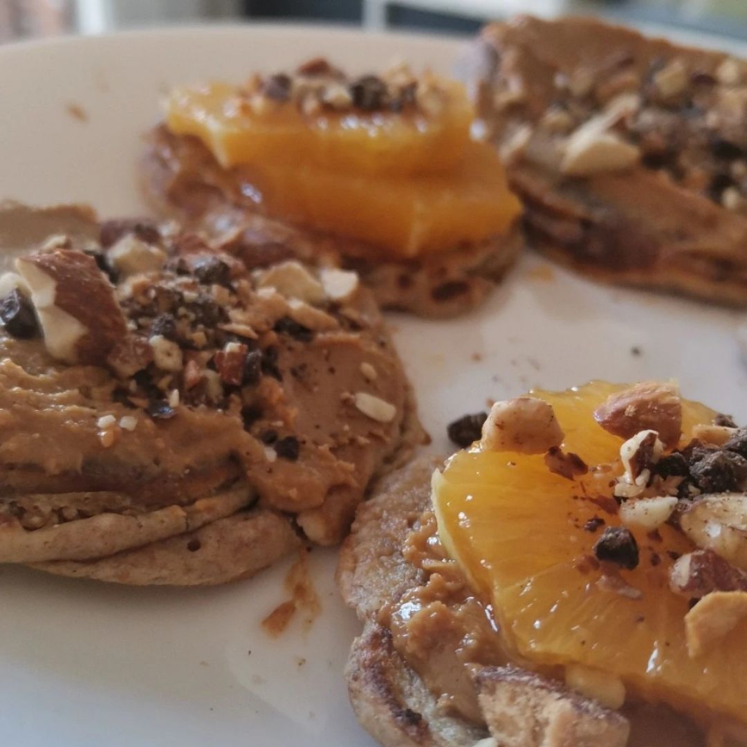 Tortitas crema de cacahuete y naranja