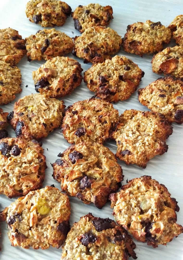 Galletas de avena, plátano y manzana