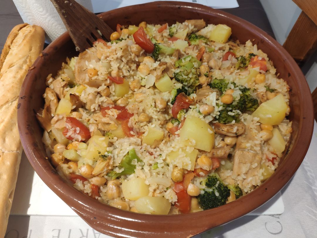 Arroz al horno con verduras y heura Arroz al horno con verduras y heura
