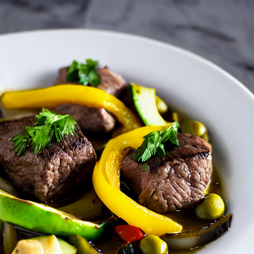 Salteado de verduras con lomo de ternera