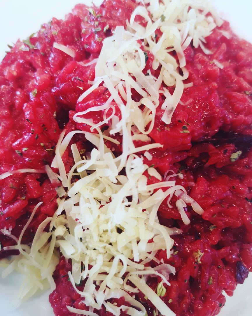 Risotto de remolacha y queso de cabra 