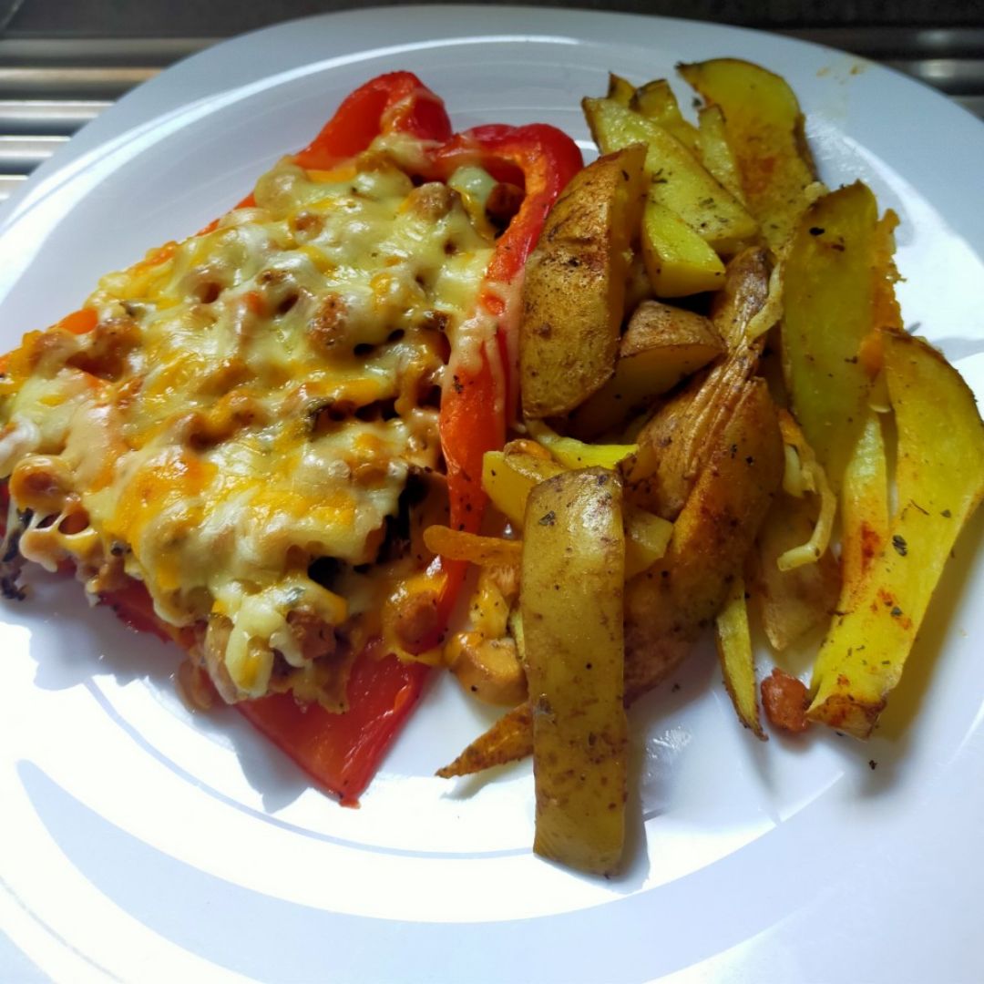 Pimientos rellenos con patatas al horno Pimientos rellenos con patatas al horno