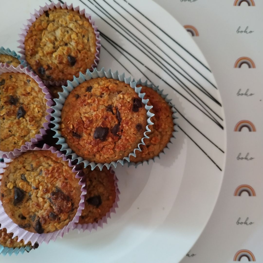Muffins de avena, plátano & chocolate!