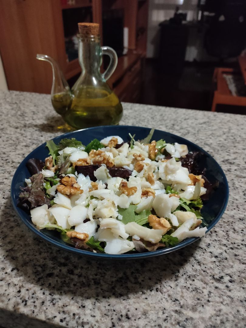 Ensalada templada de bacalao