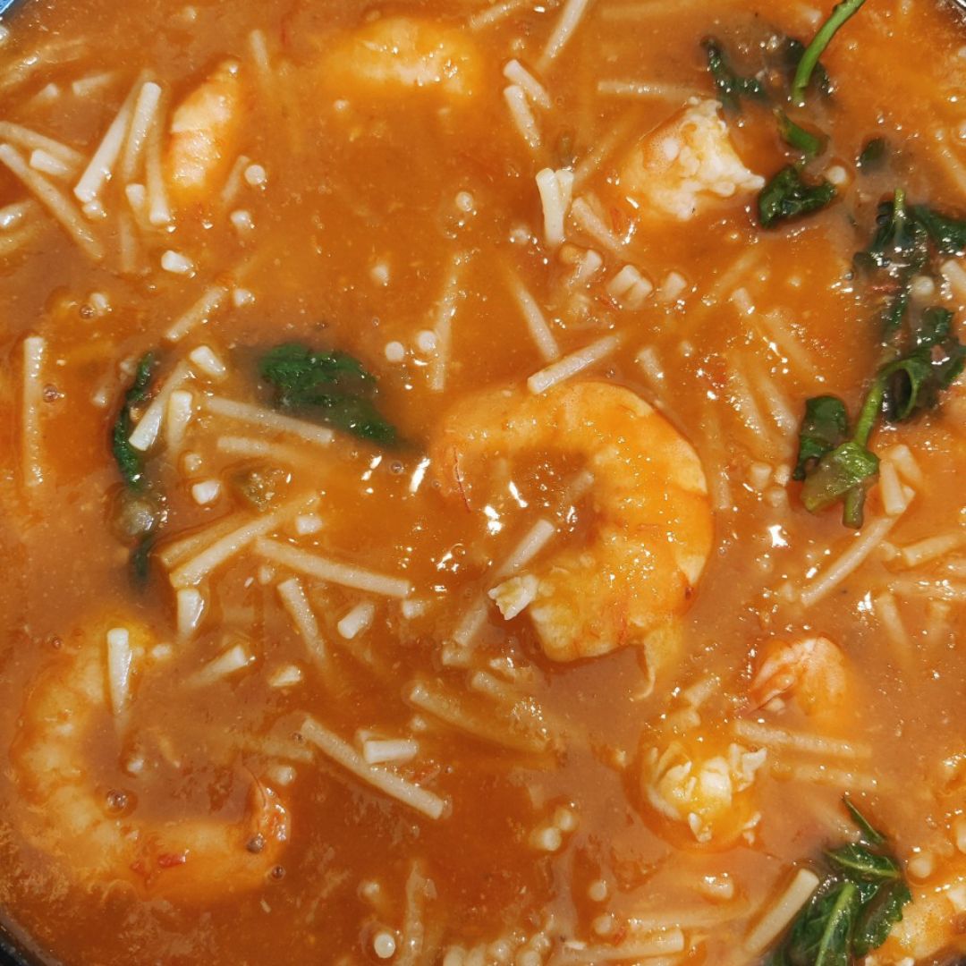 Fideos con langostinos Fideos con langostinos