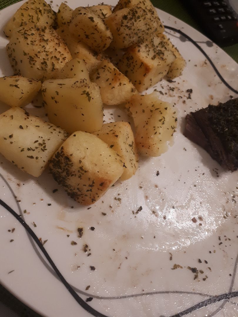 Entraña y patatas con especias Entraña y patatas con especias