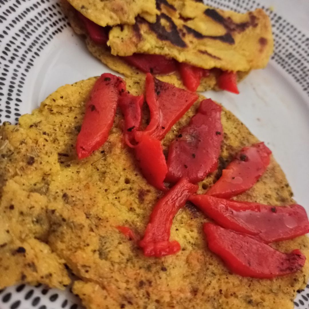 Tortitas harina garbanzo al piquillo Tortitas harina garbanzo al piquillo