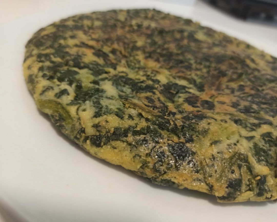 Tortilla vegana de espinacas Tortilla vegana de espinacas