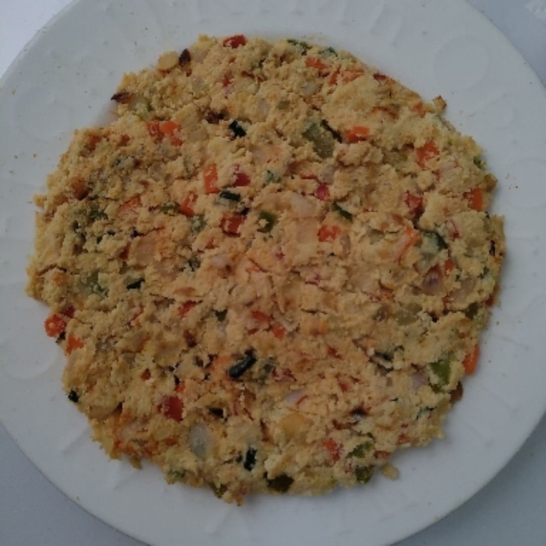 Tortilla de soja blanca / okara y verduras Tortilla de soja blanca / okara y verduras