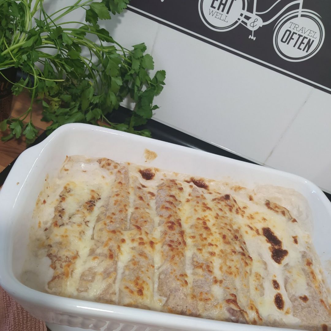 Canelones de crepes con pavo Canelones de crepes con pavo
