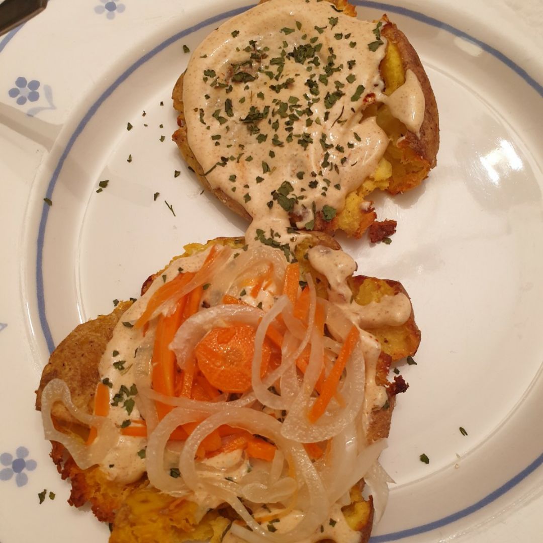 Patatas aplastadas crunchy Patatas aplastadas crunchy