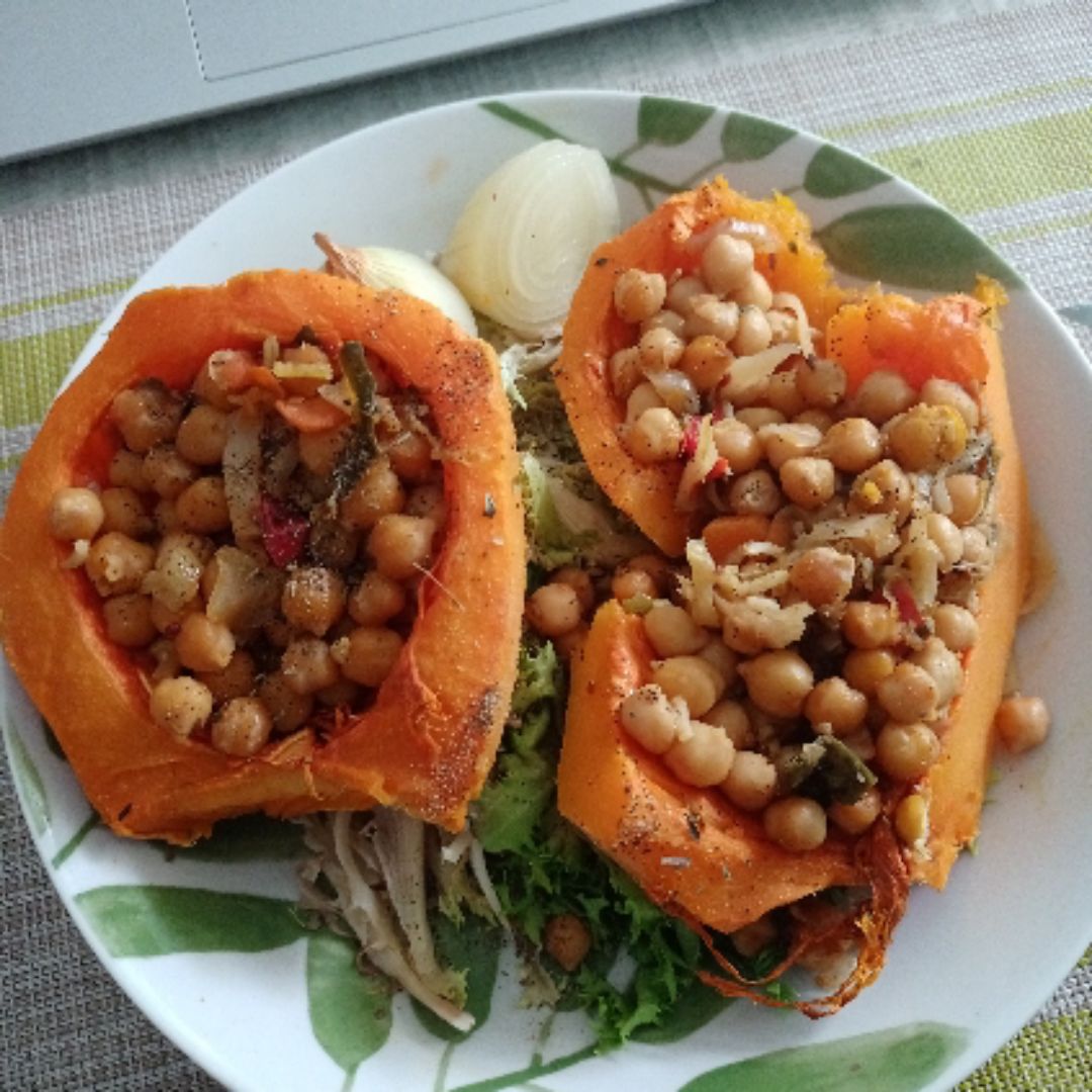 Calabaza horneada con "crustons" Calabaza horneada con "crustons"