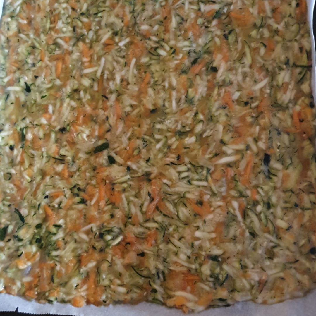 Rulo de calabacin y zanahoria relleno. Paso 2 Rulo de calabacin y zanahoria relleno. Paso 2