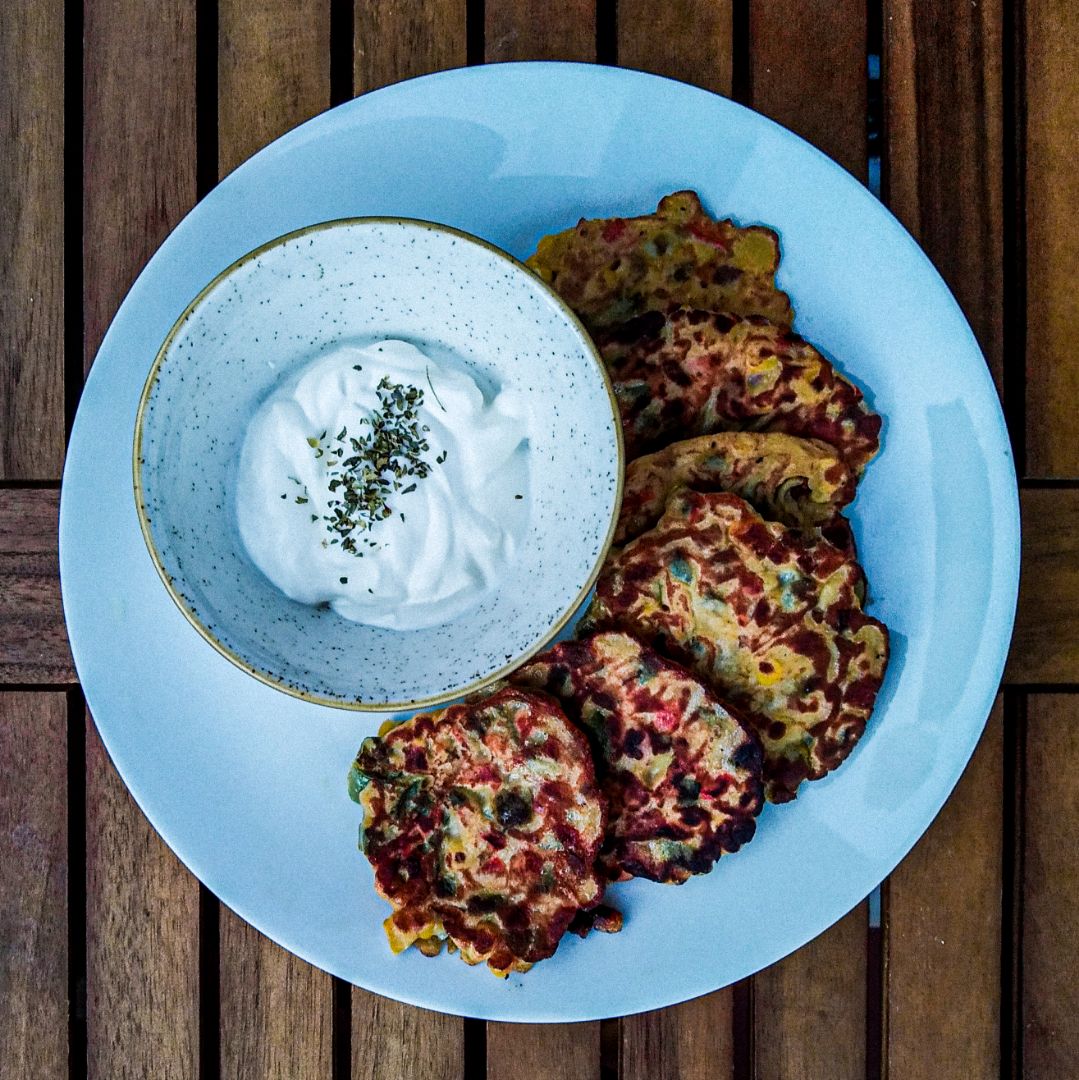 Tortitas de maíz y pimientos