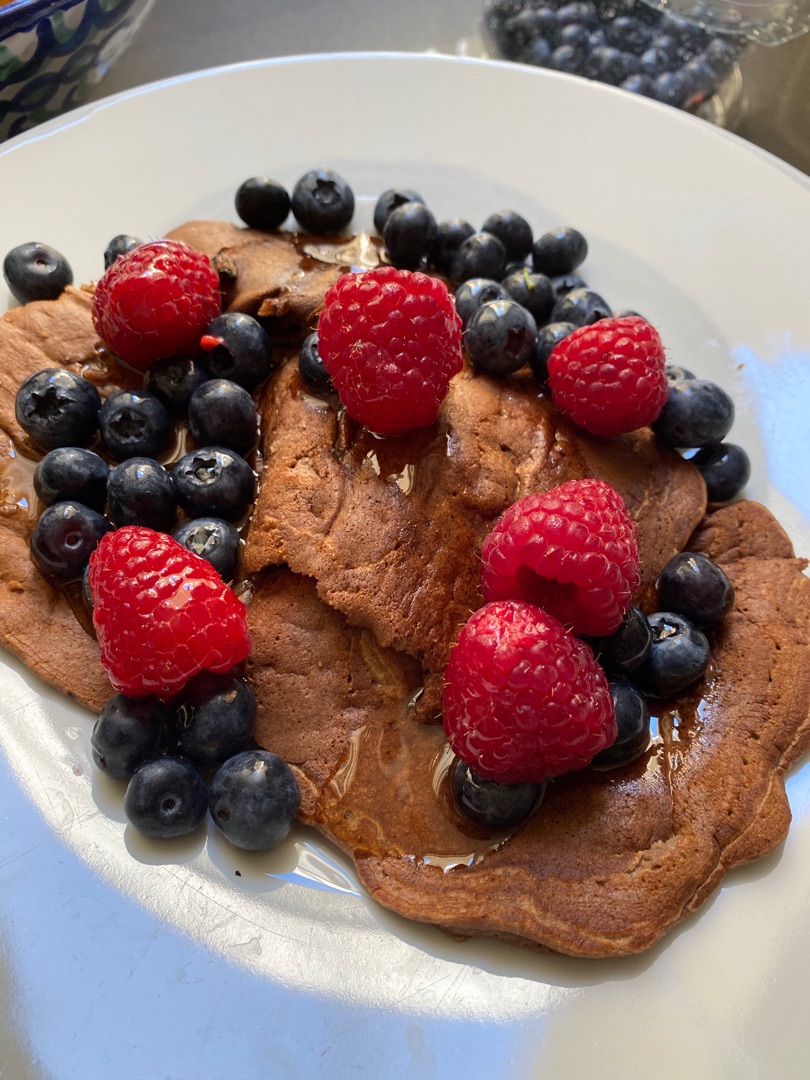 Tortitas de avena, plátano y chocolate 