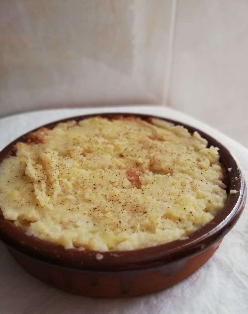 PASTEL DE PATATA CON BOLOÑESA DE LENTEJAS Paso 5 PASTEL DE PATATA CON BOLOÑESA DE LENTEJAS Paso 5