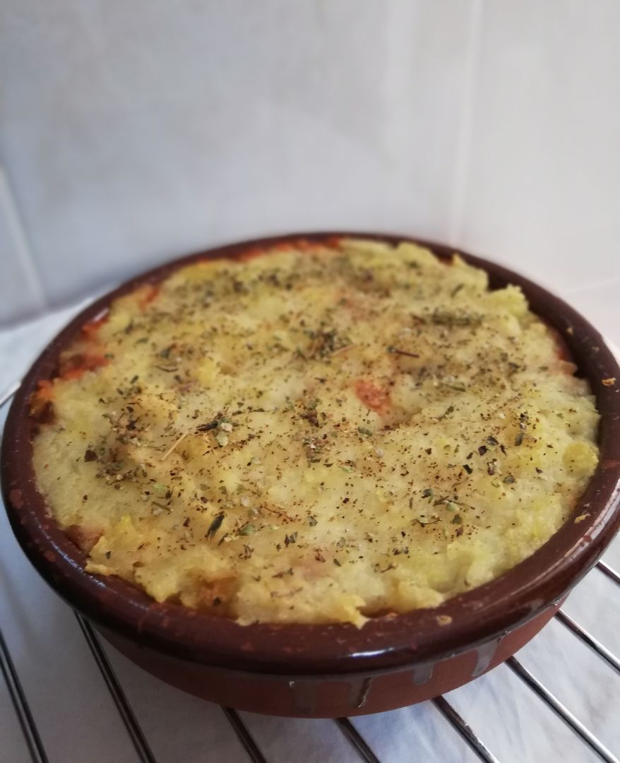 PASTEL DE PATATA CON BOLOÑESA DE LENTEJAS Paso 6 PASTEL DE PATATA CON BOLOÑESA DE LENTEJAS Paso 6