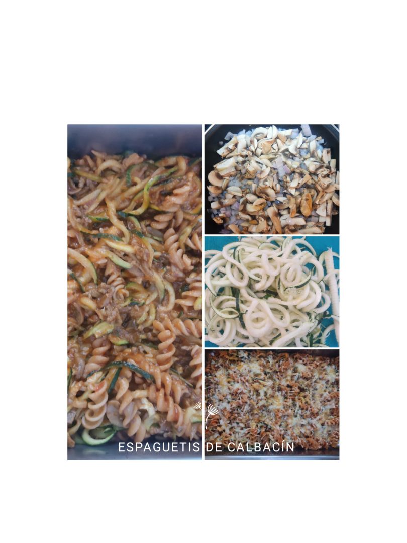 Espaguetis de calabacín gratinados Espaguetis de calabacín gratinados