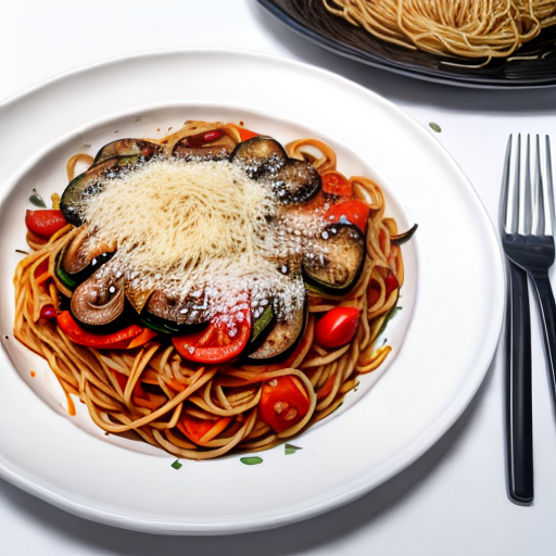 Espaguetis con sofrito de verduras y atún