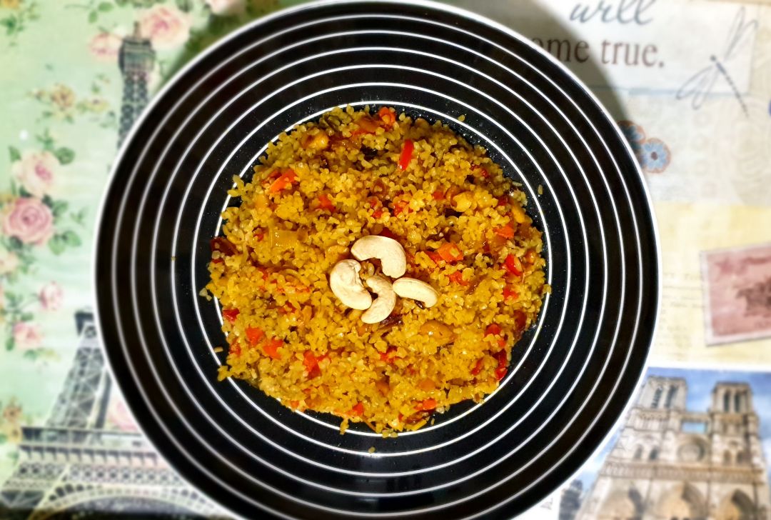 Bulgur con verduras, anacardos y dátiles al Ras el Hanout Bulgur con verduras, anacardos y dátiles al Ras el Hanout